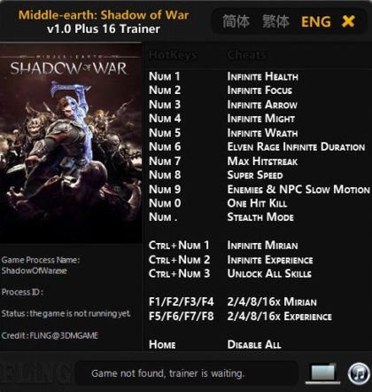 shadow of war trainer 1.21