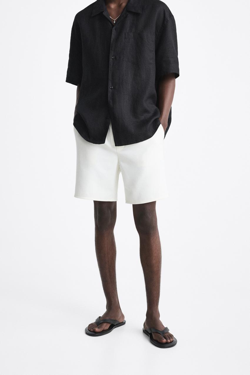 zara linen shorts