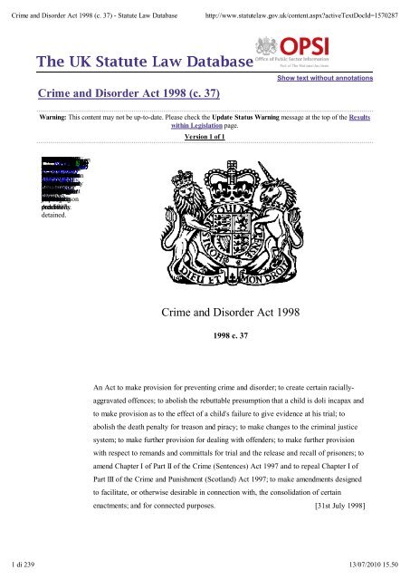 crime & disorder act 1998