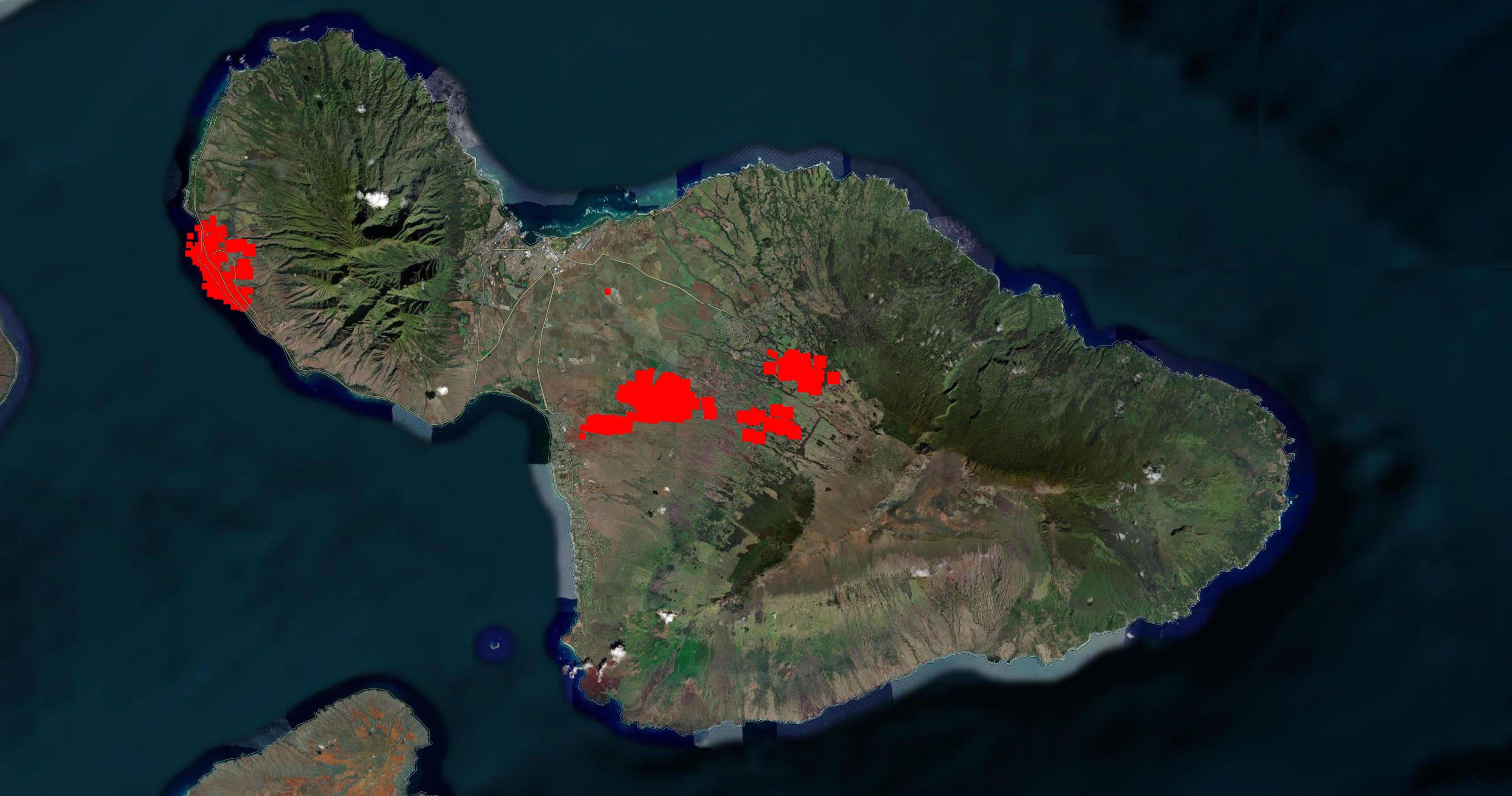 maui wild fire map