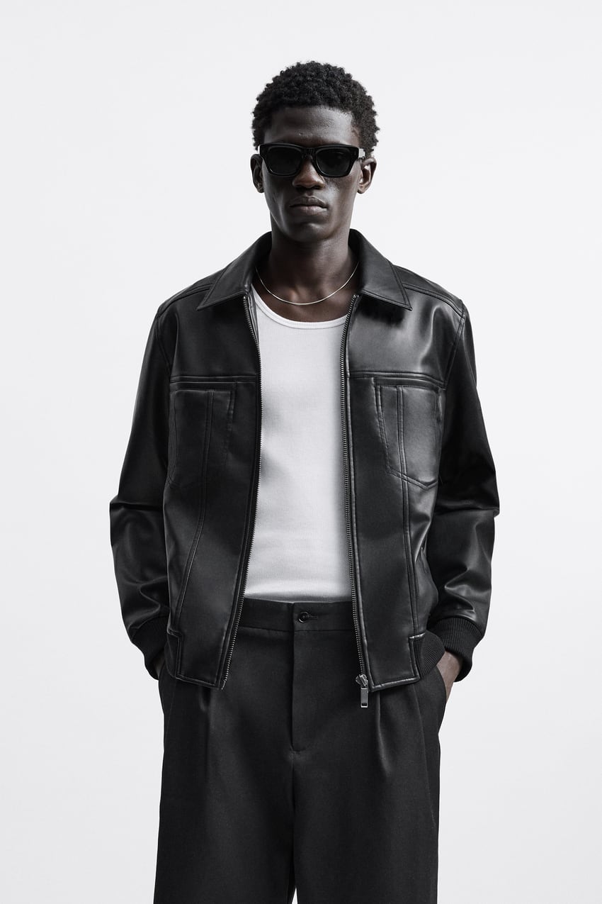 zara mens leather jacket