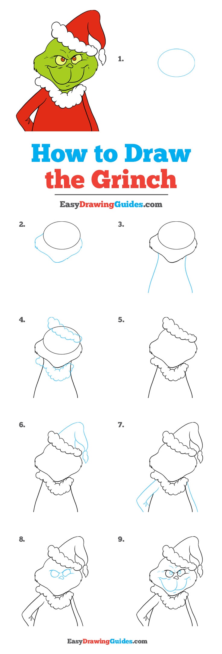 drawing the grinch step by step