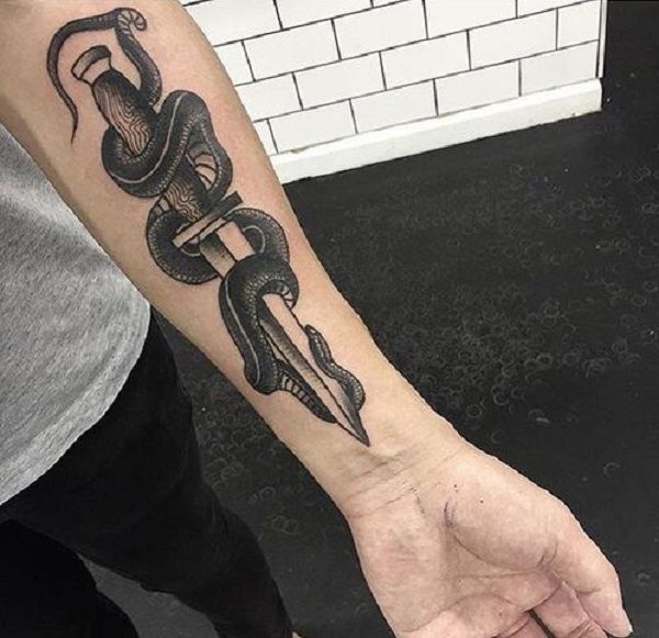 dagger with snake tattoo