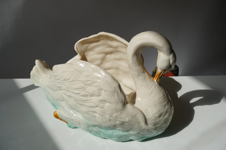 large ceramic swan planter