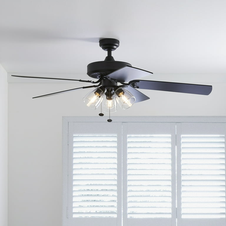 black ceiling fan with light