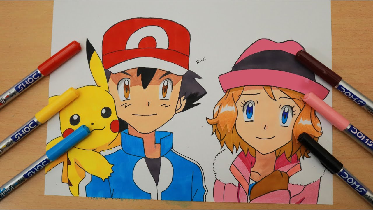 pokemon ash and serena drawing