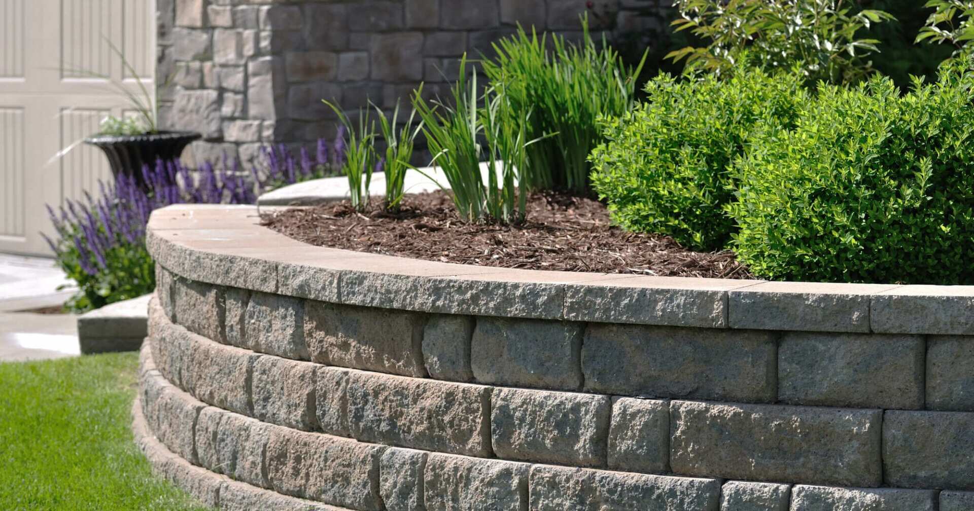 raised garden with retaining wall blocks