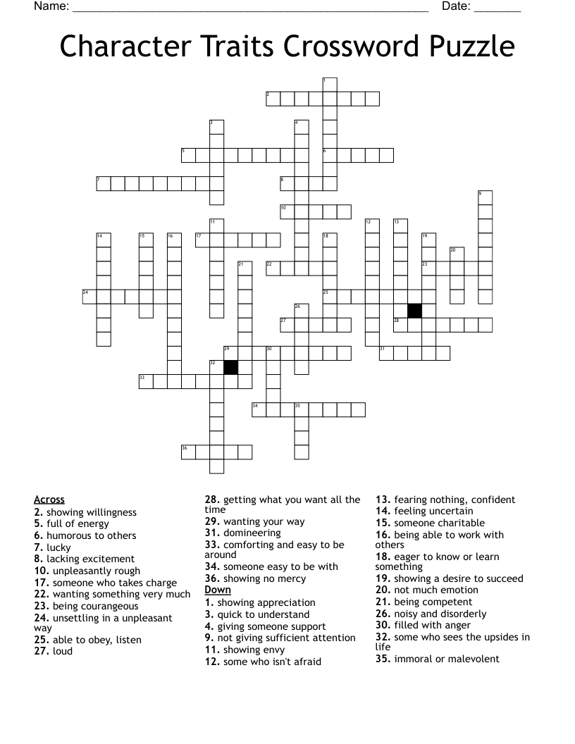 lacking character crossword clue