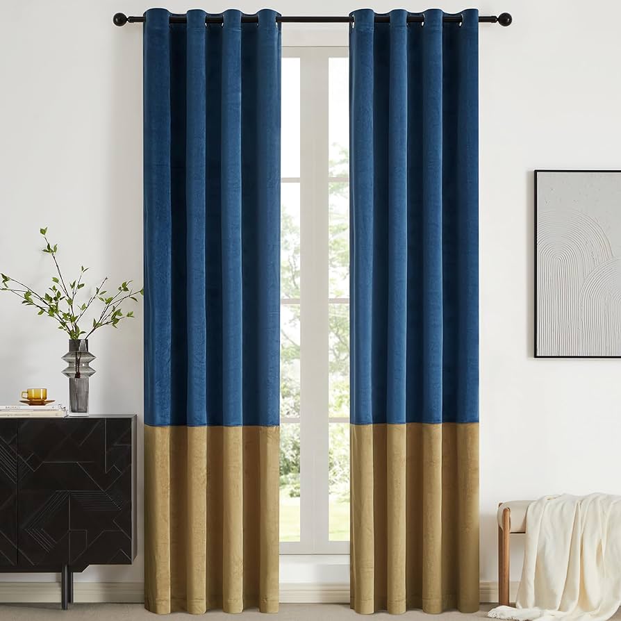 blue & gold curtains