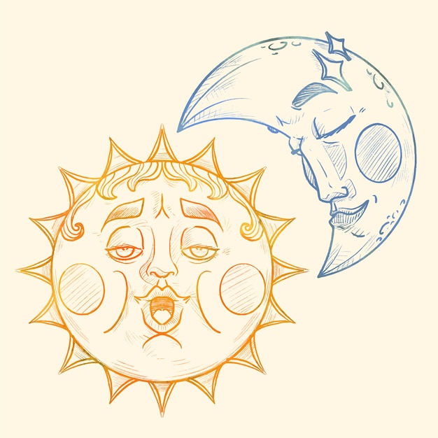 sun and moon drawing