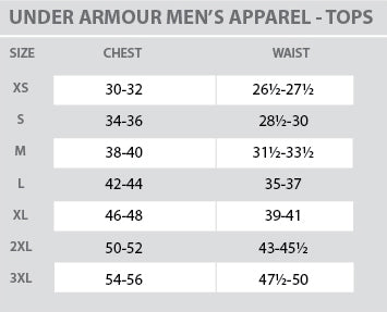 under armor size chart