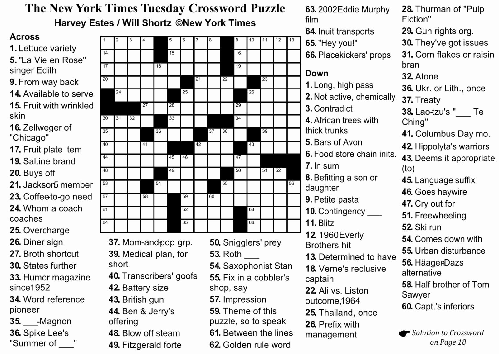 printable crossword puzzles nyt