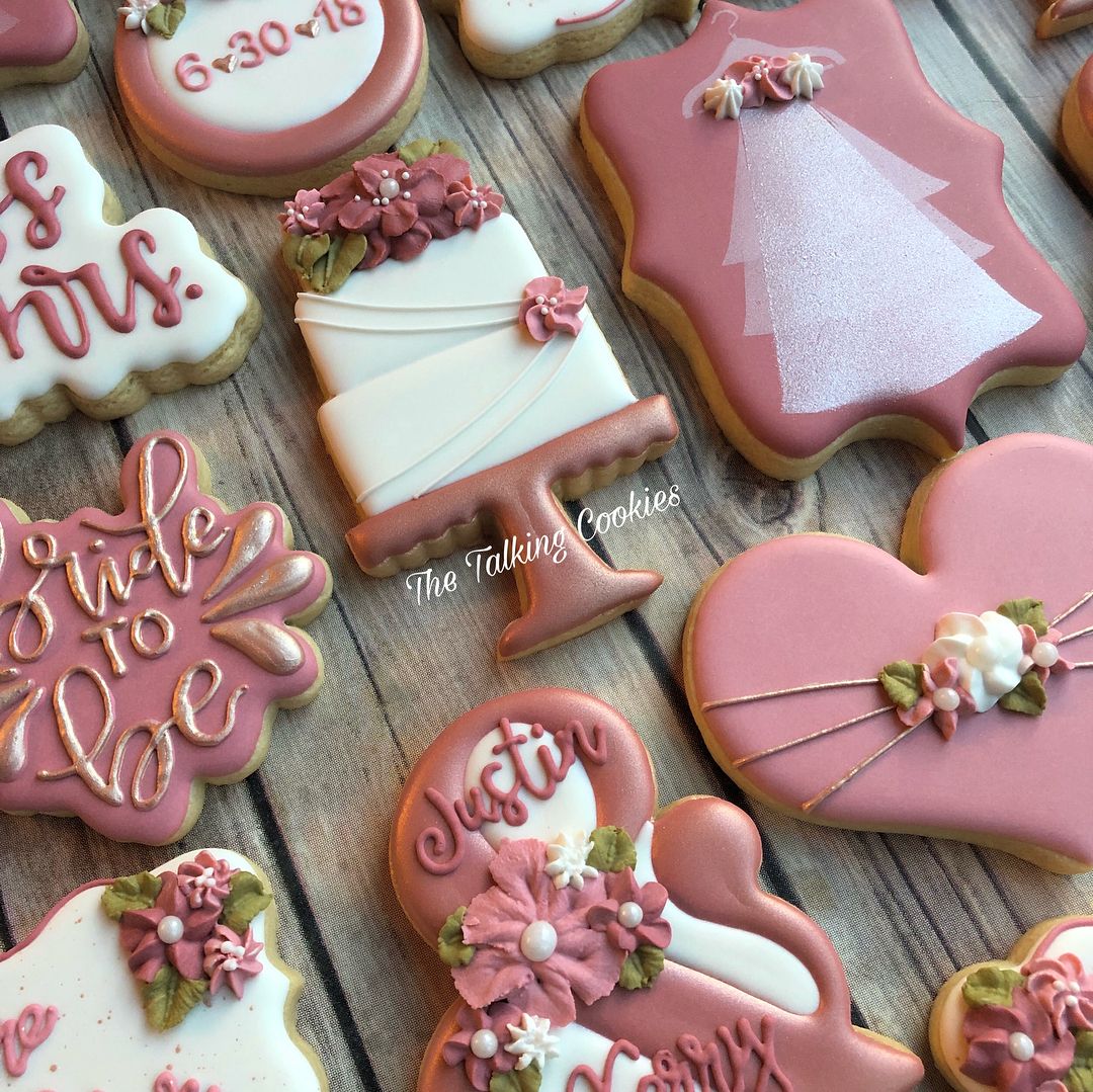 pink bridal shower cookies