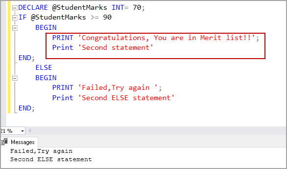 if statement sql server