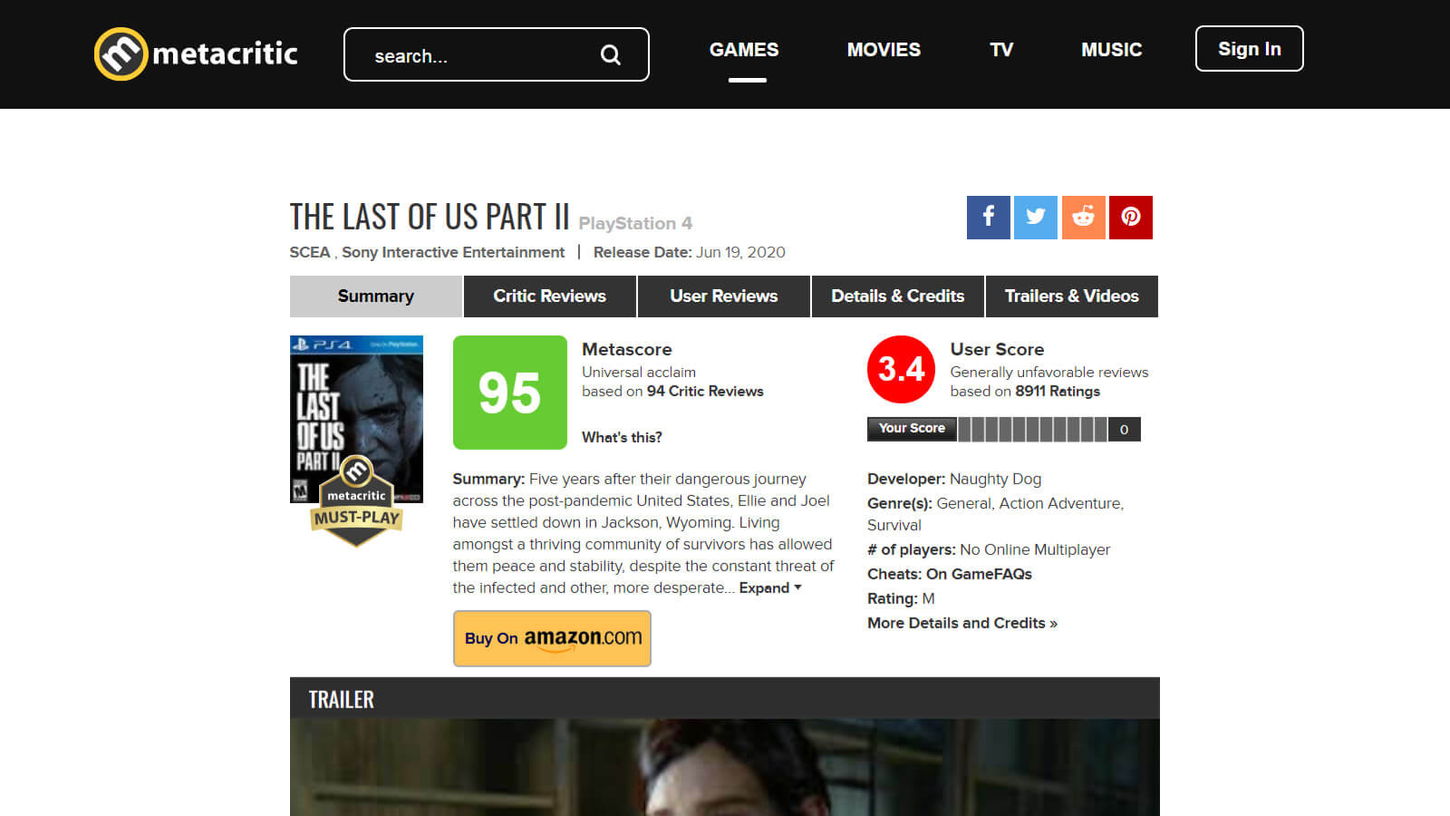 last of us metacritic