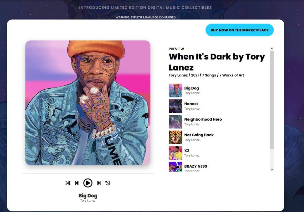 tory lanez nft album value