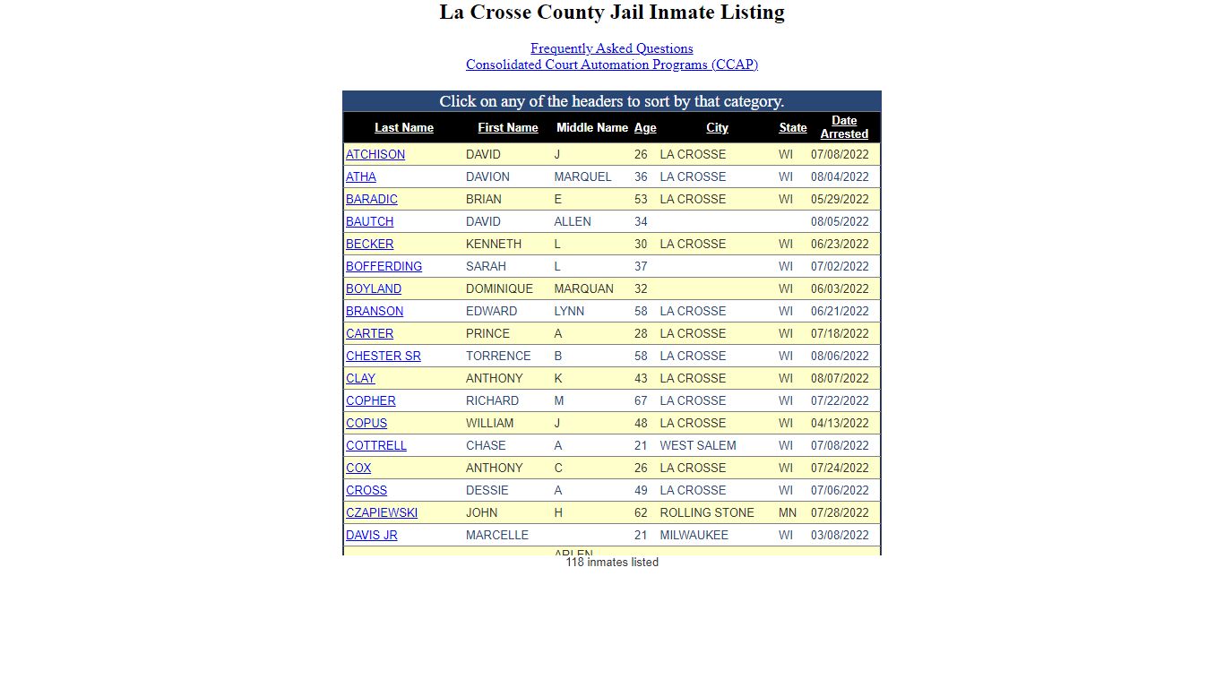 la crosse county jail warrant list