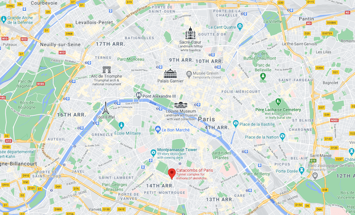 map of paris catacombs