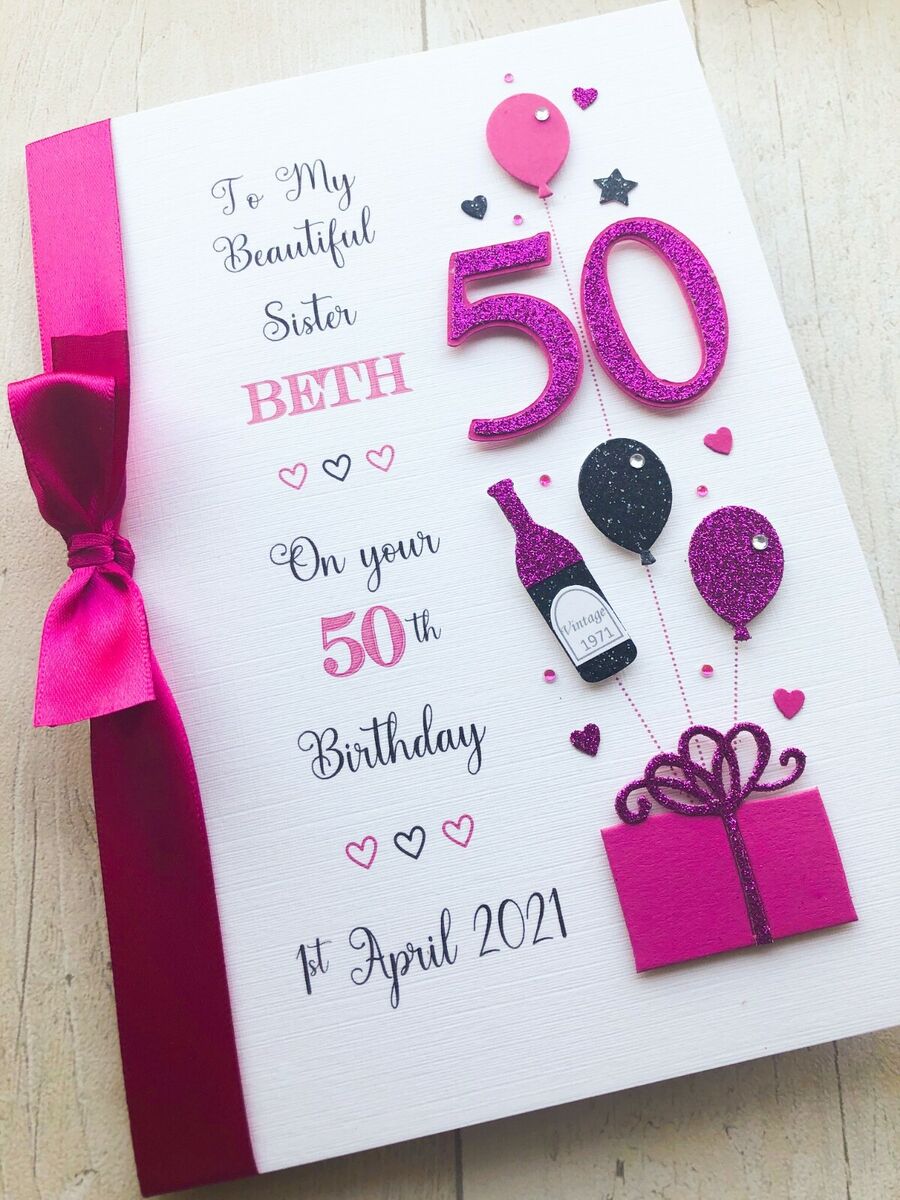 handmade 50th birthday cards for her