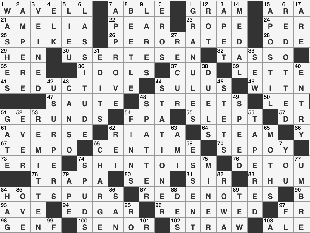 ny times crossword puzzle answers