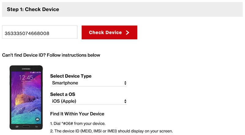 check imei verizon