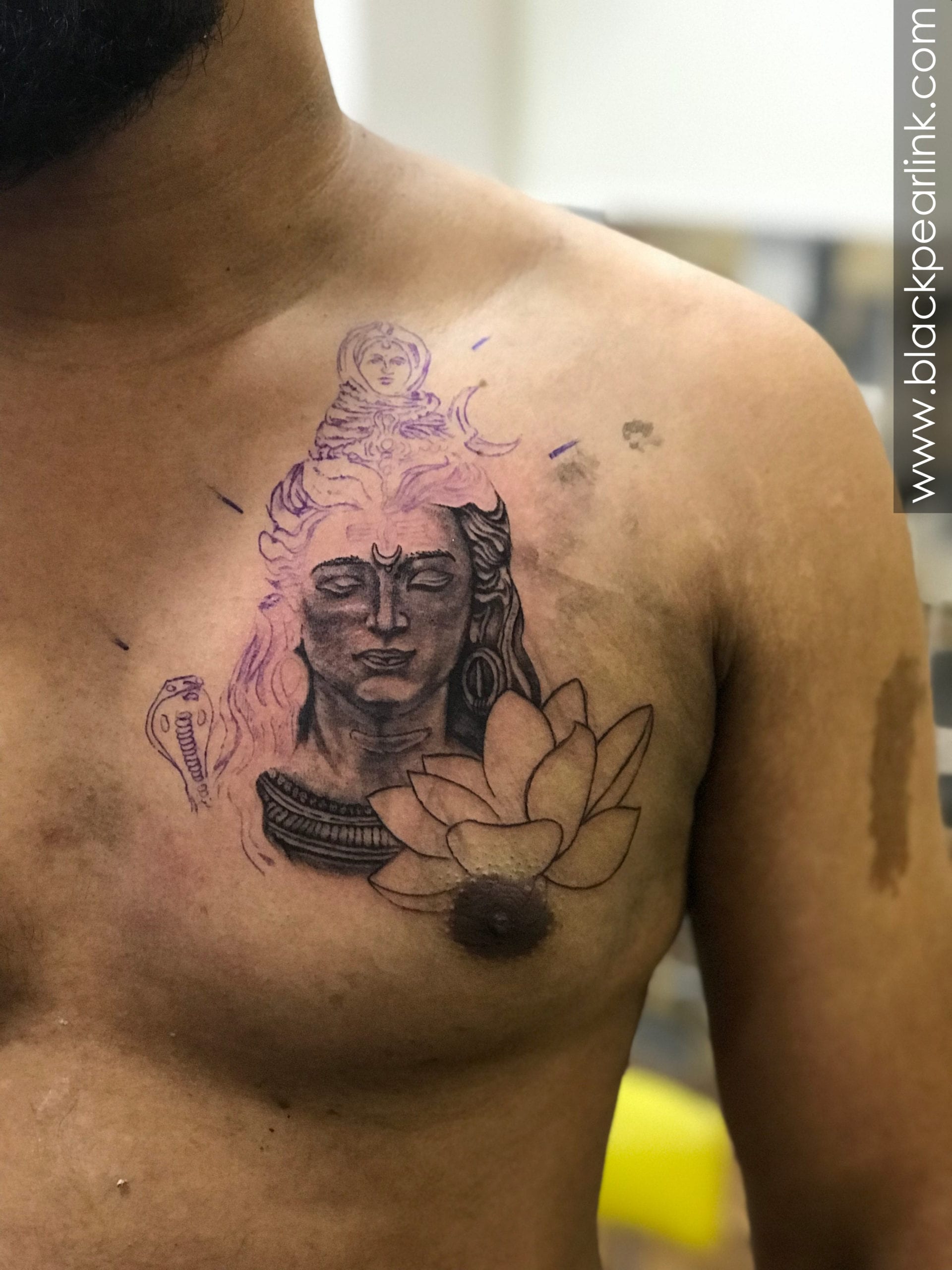 chest mahadev tattoo