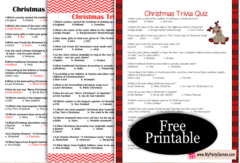 christmas quizzes free printable