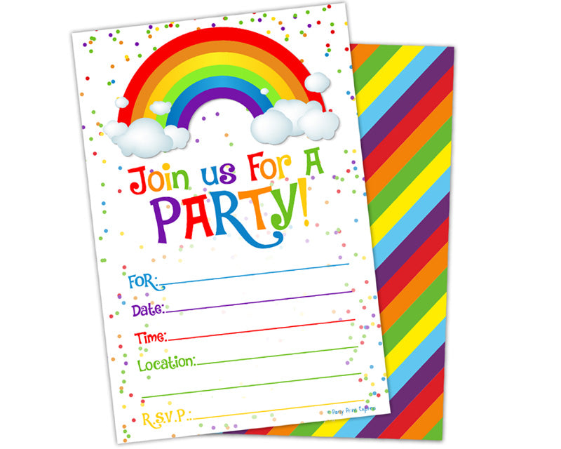 rainbow theme invitation