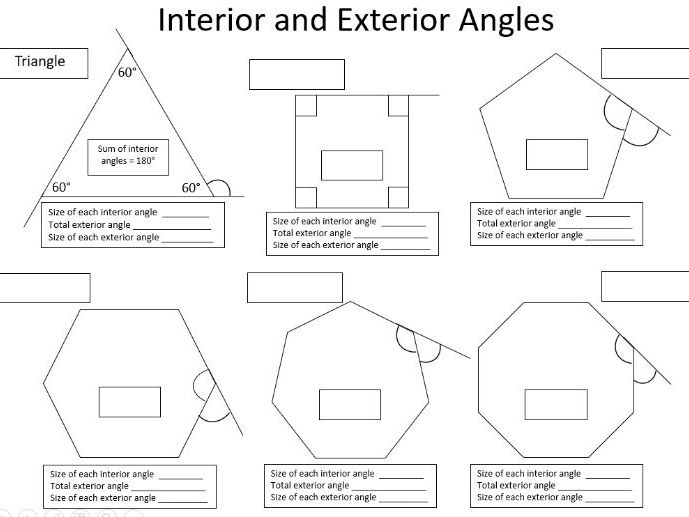 interior and exterior angles of polygons worksheet