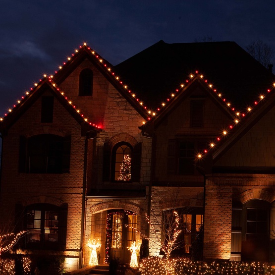 red and white holiday lights