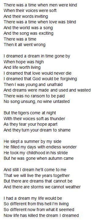 i dreamed a dream lyrics