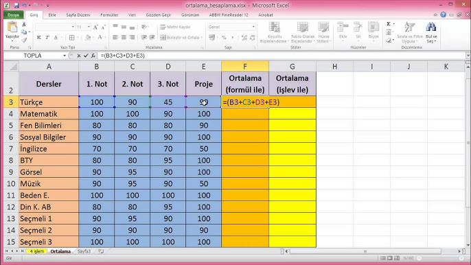 excel yüzdeli ortalama alma