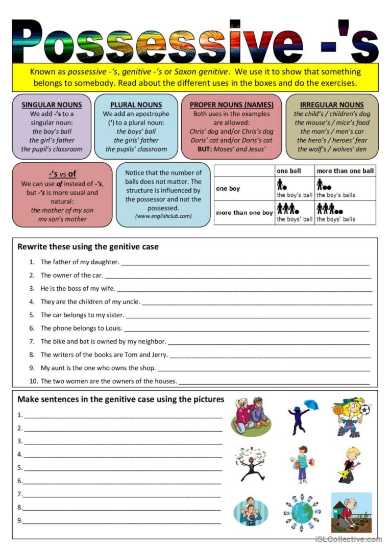 possessive s worksheet