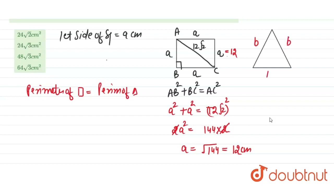 a square and an equilateral triangle have equal perimeters