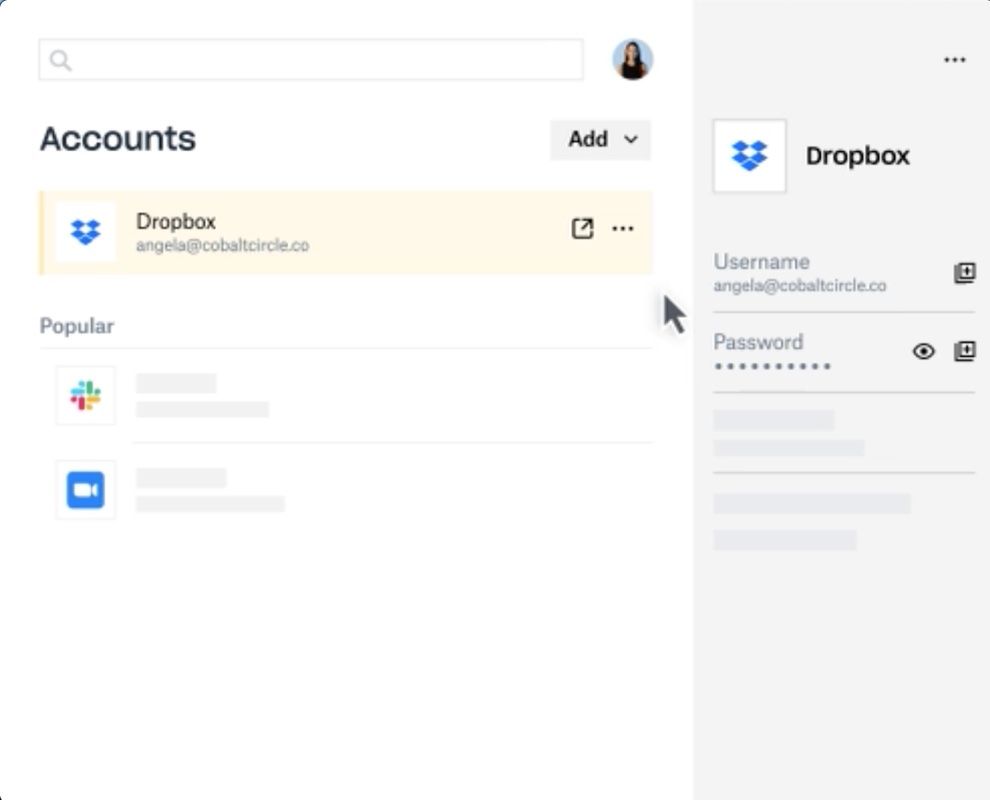 dropbox passwords