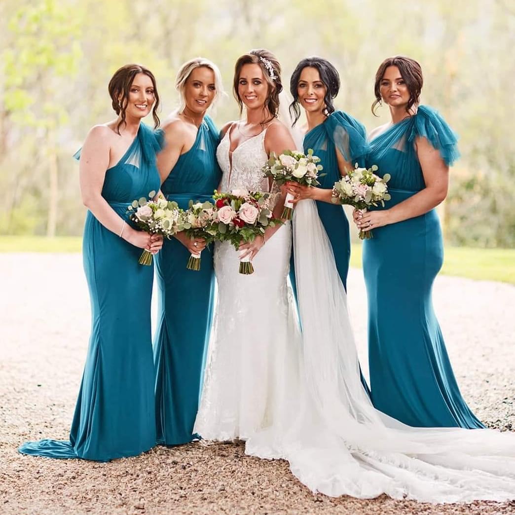 teal color bridesmaid dresses