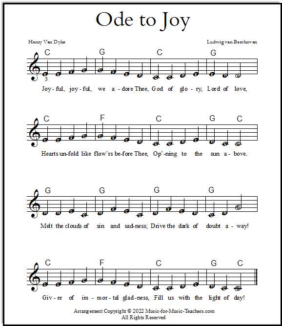 ode to joy piano sheet music