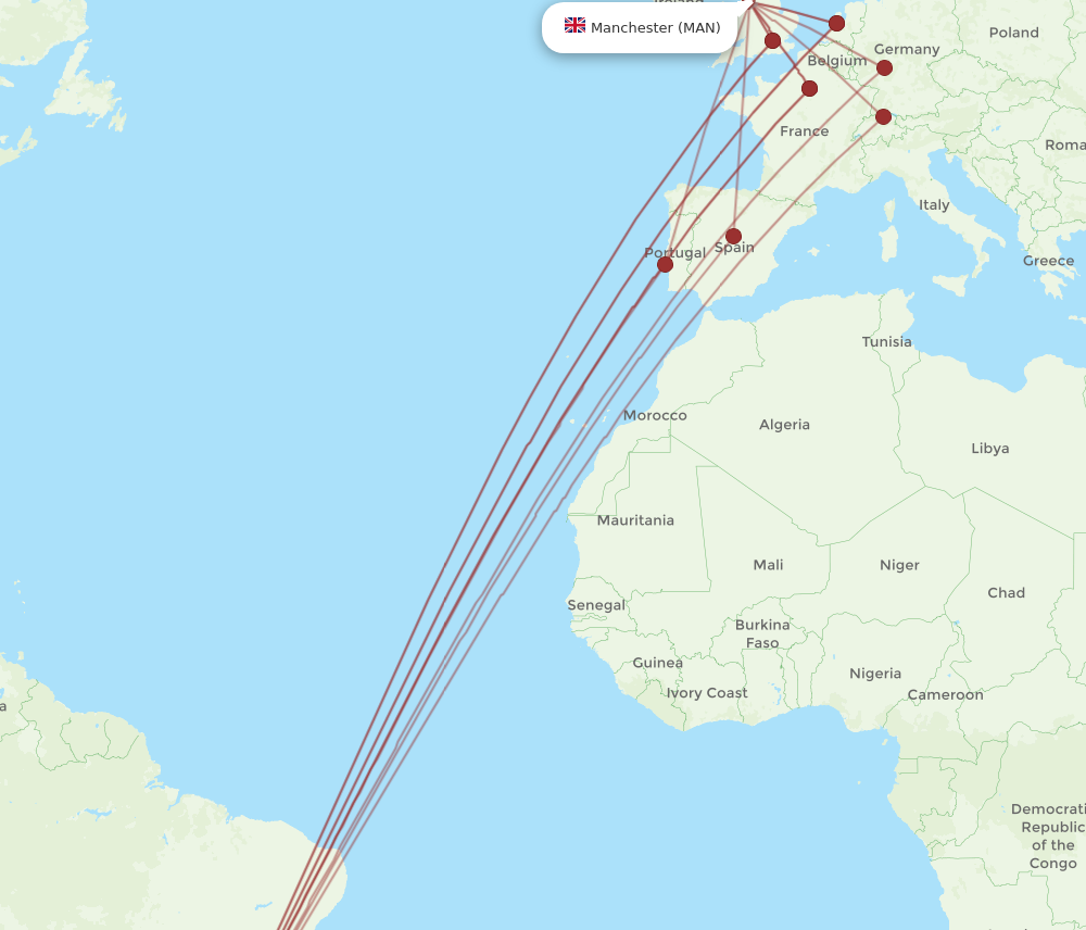 manchester to brazil flight time