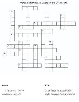 irish gaelic crossword