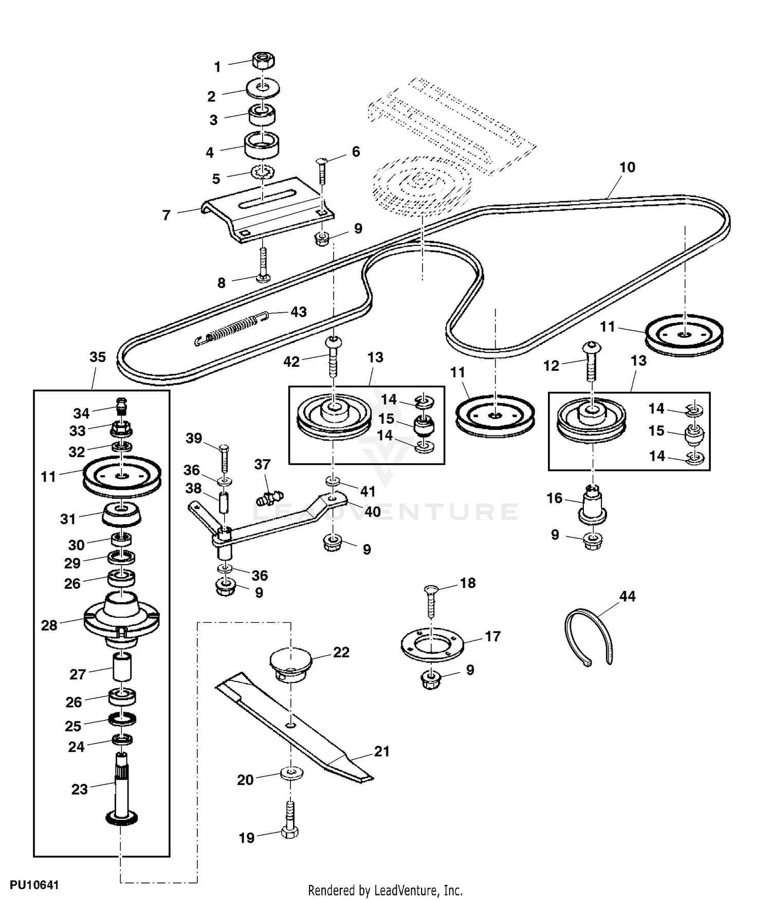 john deere 60 mower deck parts diagram