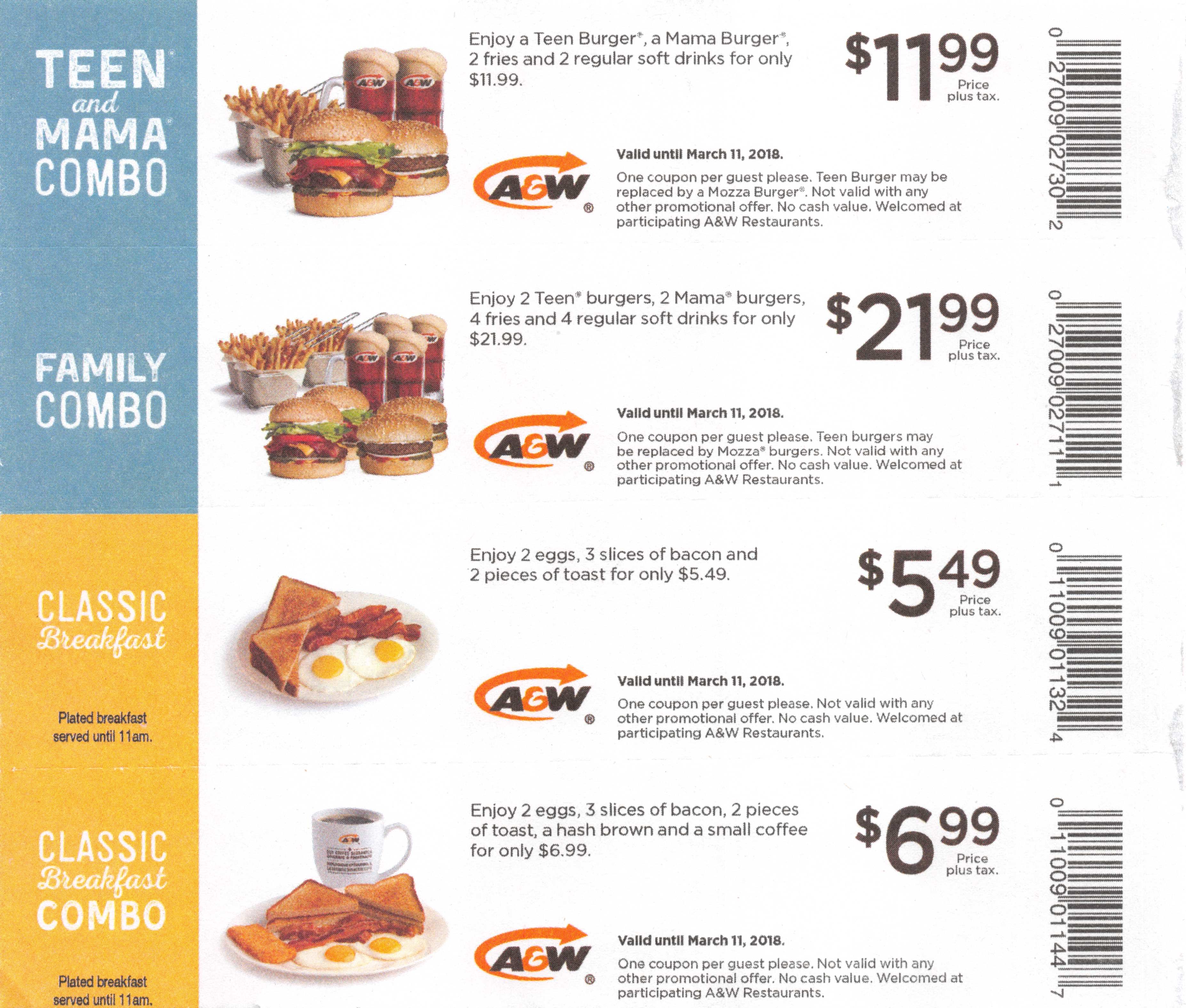 coupons a&w