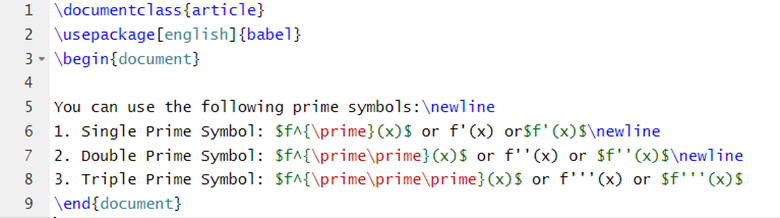 latex prime symbol