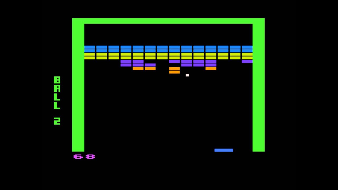 old computer game with bouncing balls