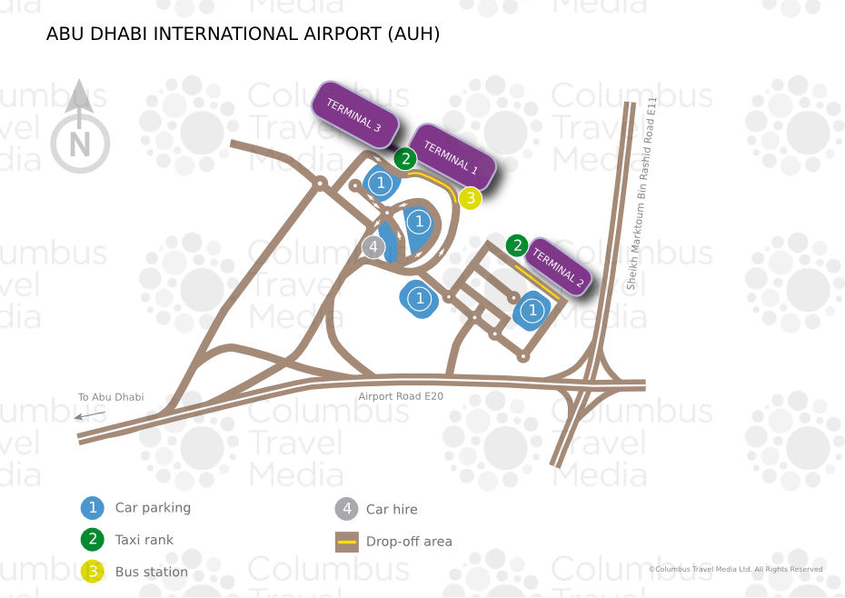 abu dhabi airport terminal 1 to 3 distance