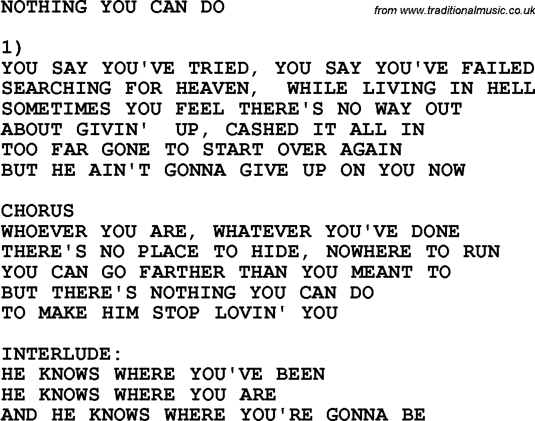 nothing you can do about it lyrics