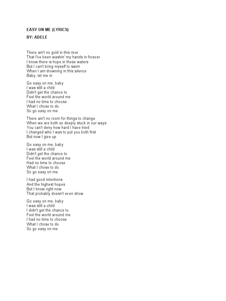 adele easy on me lyrics