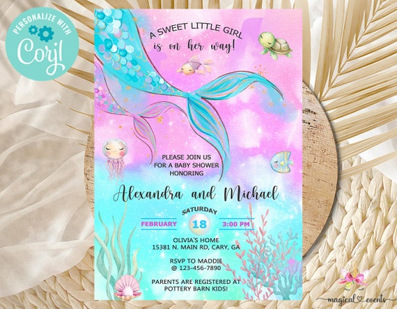 invitaciones para baby shower de sirena