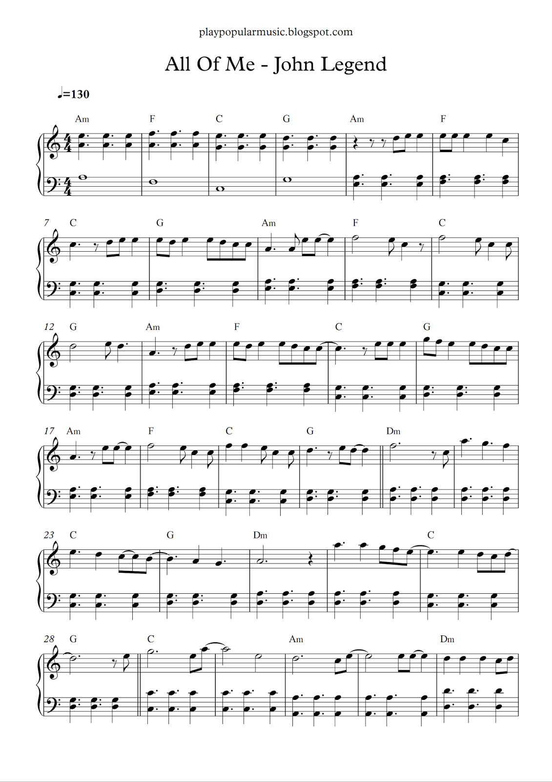 all of me sheet music