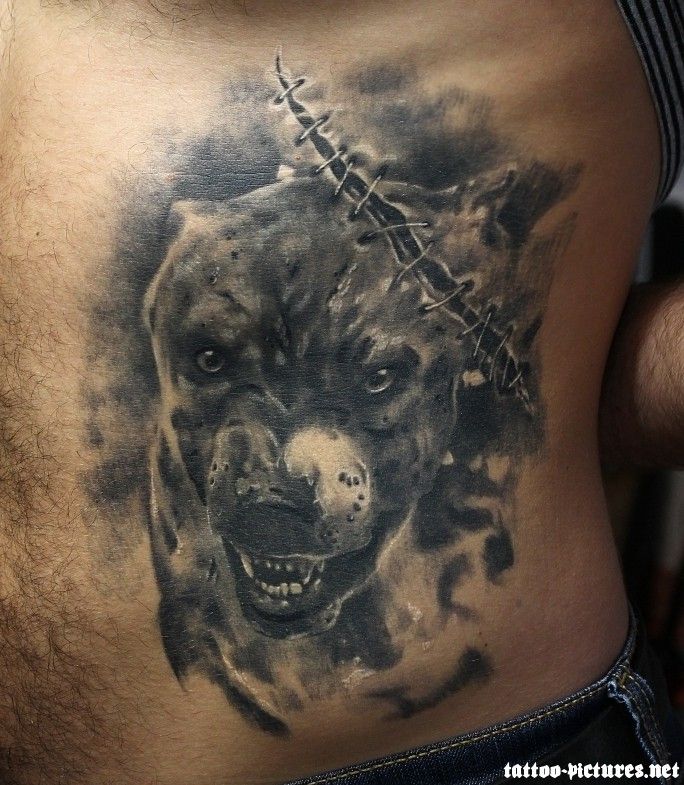 angry dog tattoo