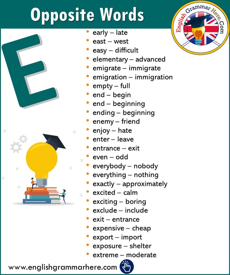 antonyms of e